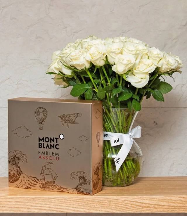 Montblanc Perfume Set and Flowers Bundle