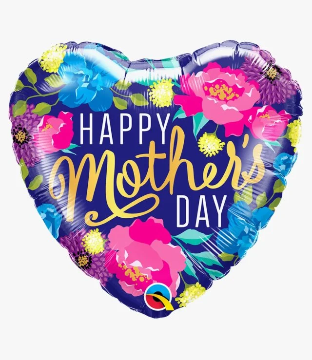 Mother's Day Colorful Peonies Heart Foil Balloon