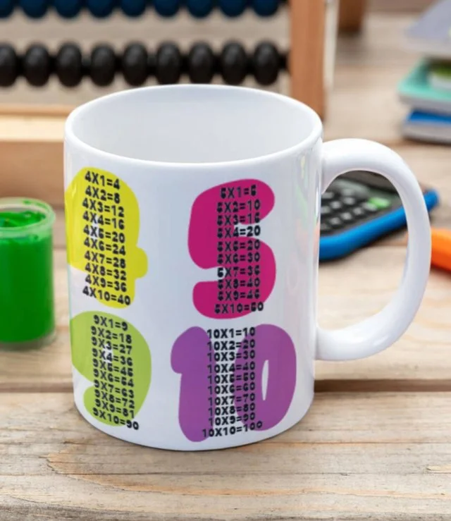 Multiplication Table On A Mug For Kids 