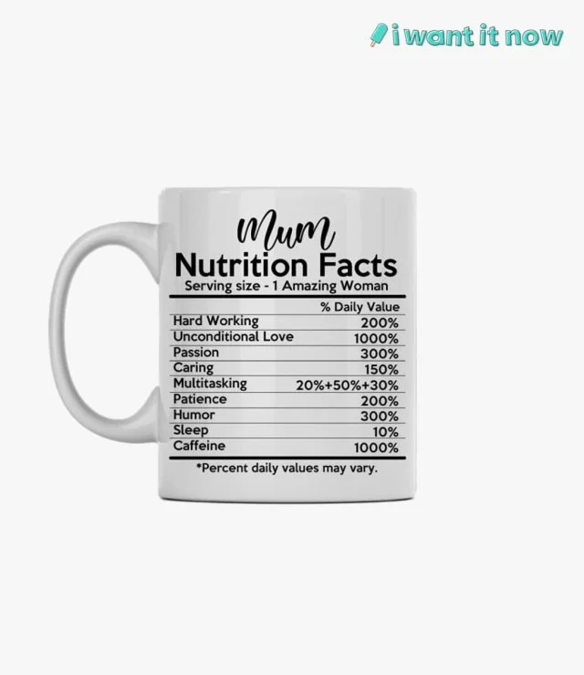 Mum Nutrition Facts Mug By I Want It Now