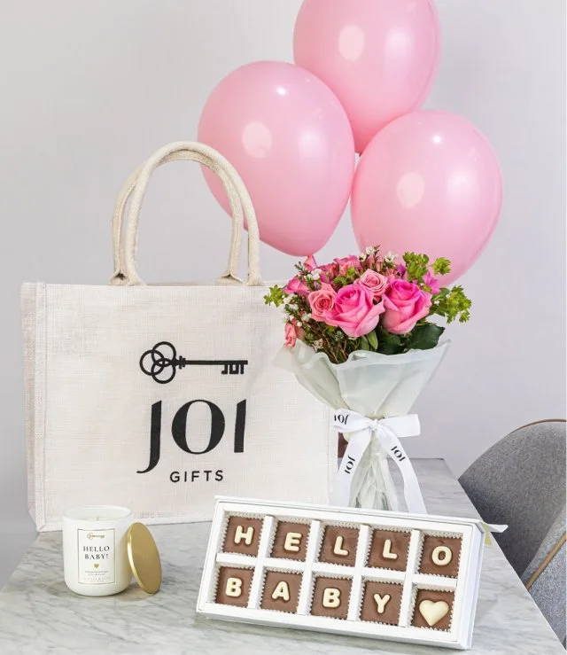 New Baby Girl Balloon Bundle of Joi Gift Tote