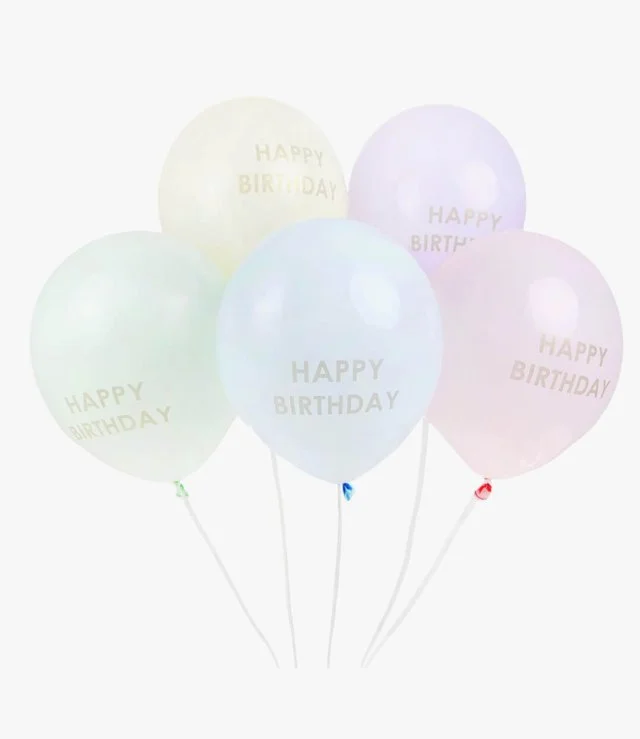 Pastel Latex "Happy Birthday" Printed Balloons 5pc Pack by Talking Tables