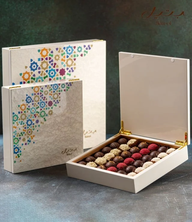 Pearl Colored Wood Box Truffle By Bateel