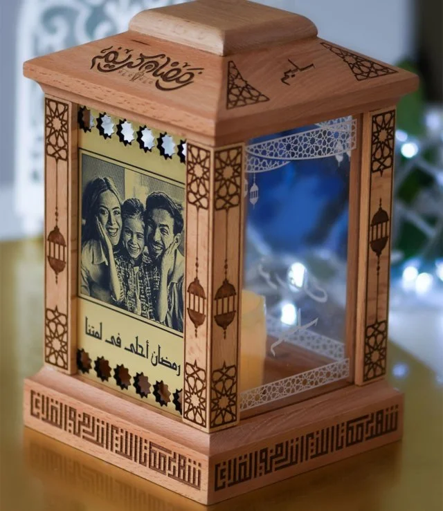 فانوس رمضان خشبي أرابيسك قابل للتعديل