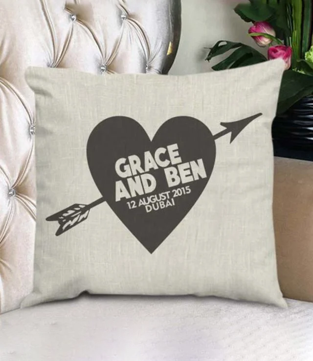 Personalized Heart and Arrow Cushion