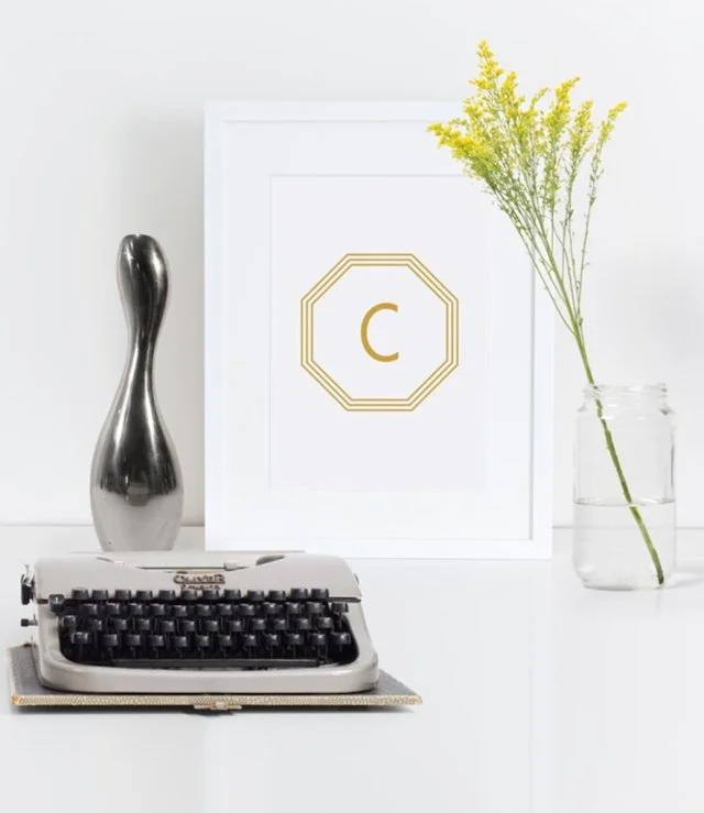 Personalized Initial in Gold Print Art