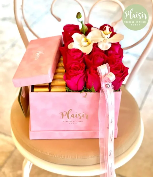 Pink Chocobox With Orchid In A Box By Plaisir