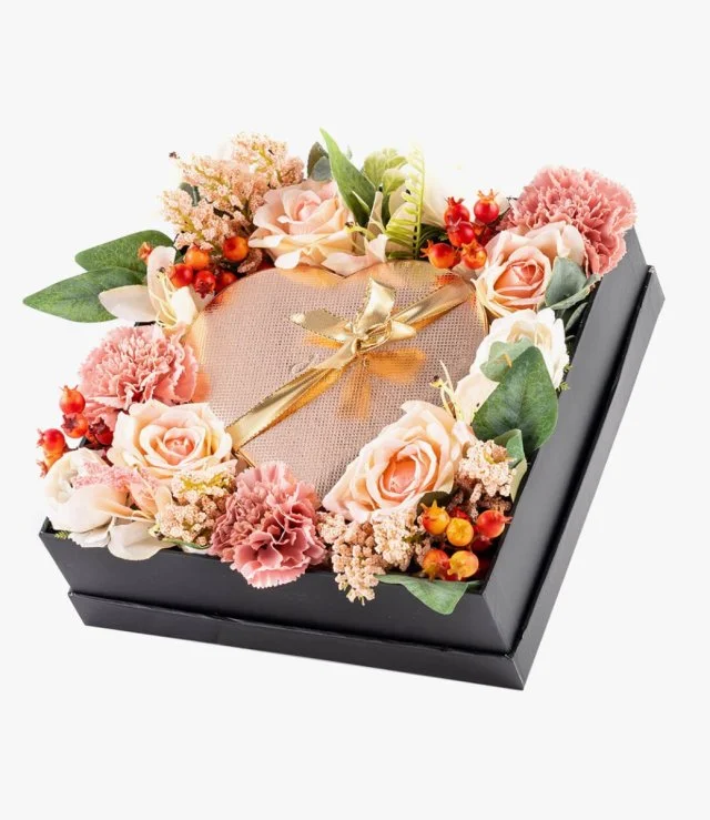 Pink Heart Box Medium by Bateel Artificial Flowers Gift Box