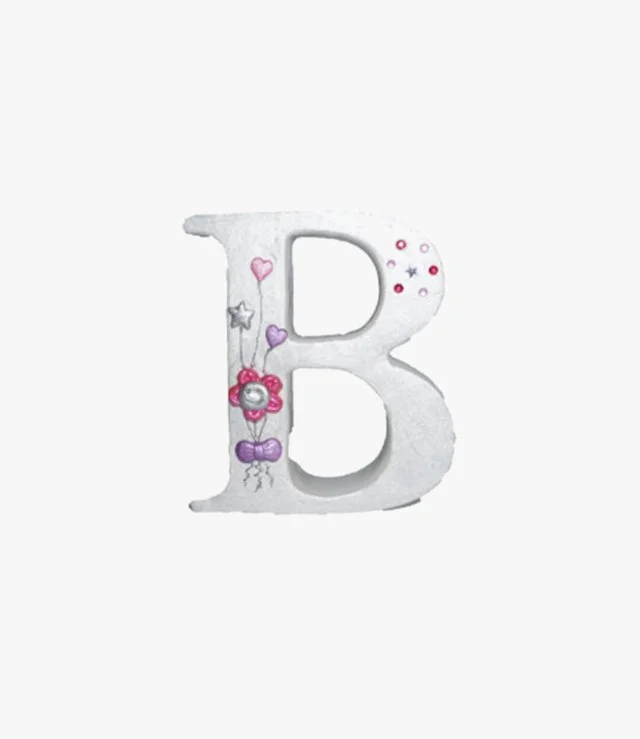 Pink Smiley Flower Letter Candle - B