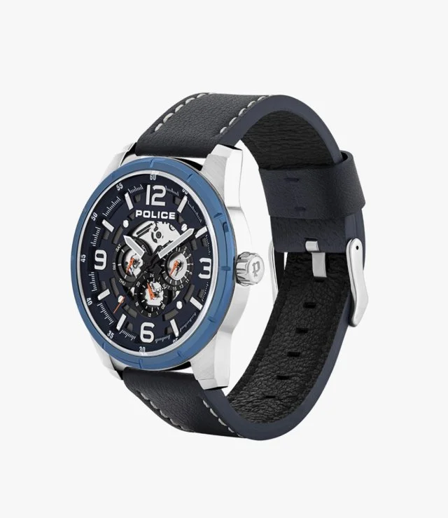 Police Lawrence Lady Analog Blue Leather Men's Watch