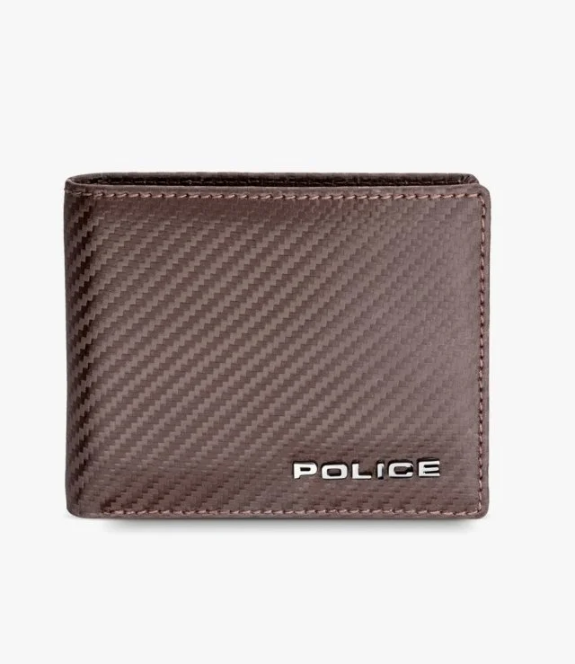 Police Smart Brown Carbon Fiber Wallet