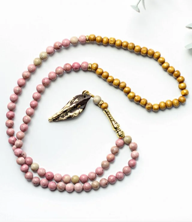 Prayer Beads with Cambodian Oud - Pink