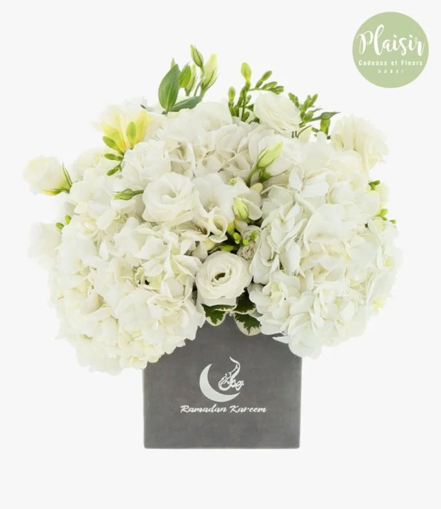 Ramadan Kareem Grey with all-white floral By Plaisir