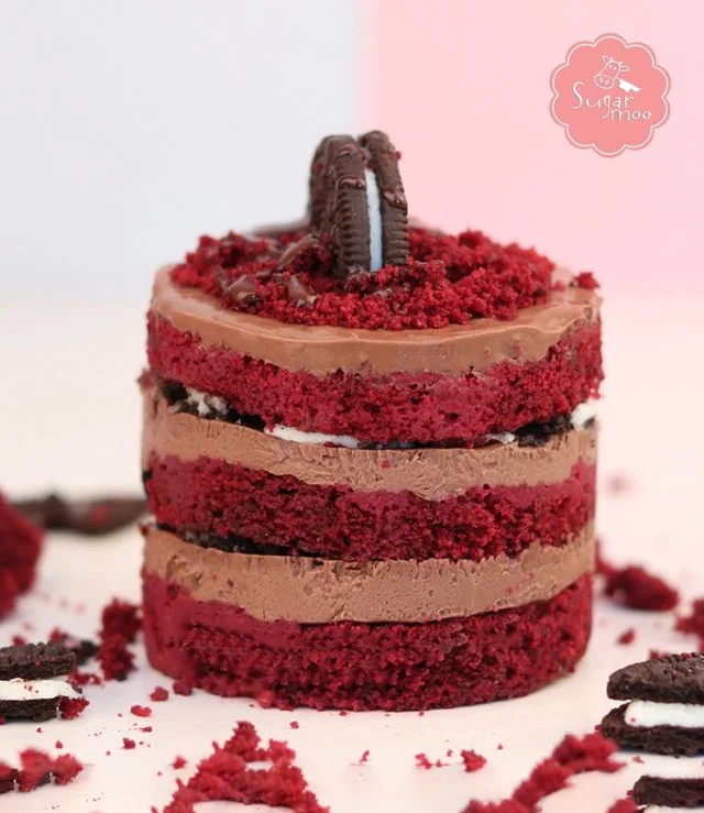Baby Red Velvet Oreo Crunch Cake by Sugarmoo
