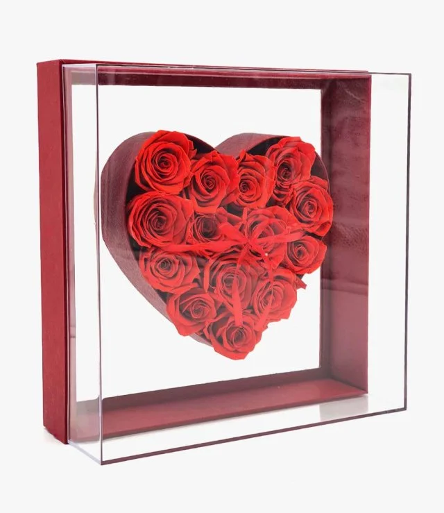 See Through Red Rose Heart Box