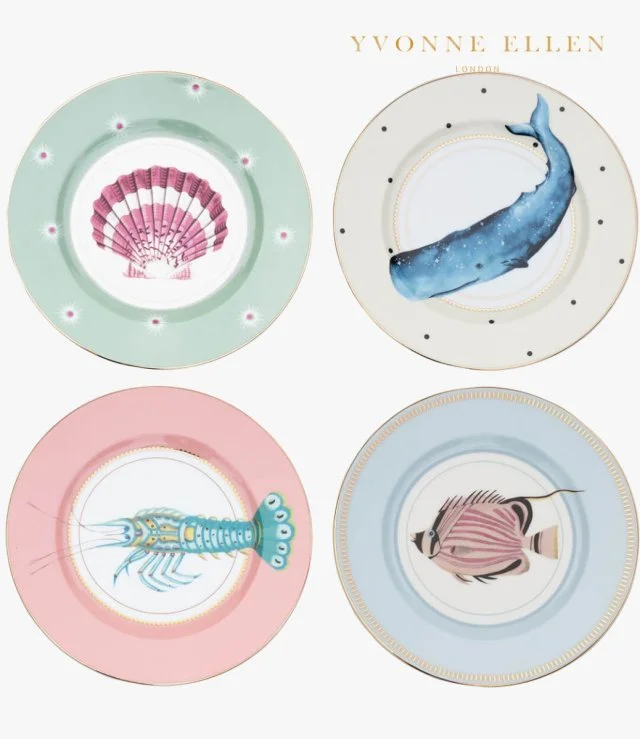 Set/4 Side Plates Under The Sea (4X20Cm) By Yvonne Ellen
