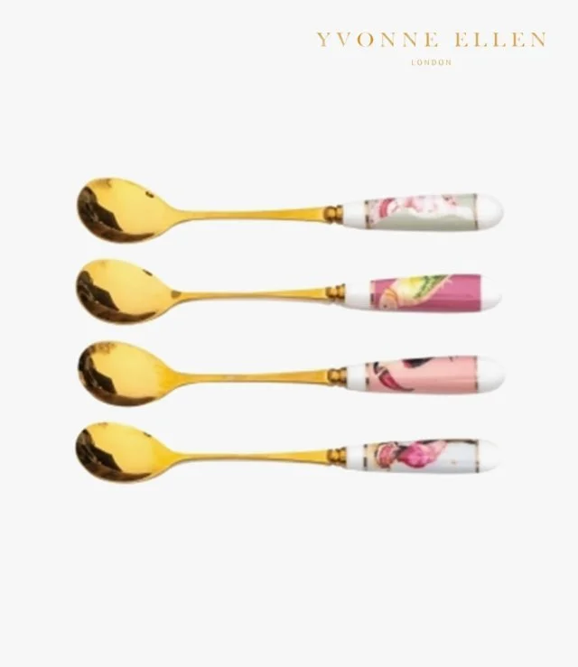 Set Of 4 Tea Spoons Birds By Yvonne Ellen