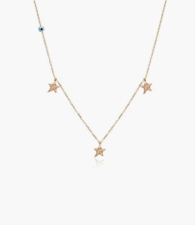 Pure Silver Gold-Plated Star Necklace by Nafees