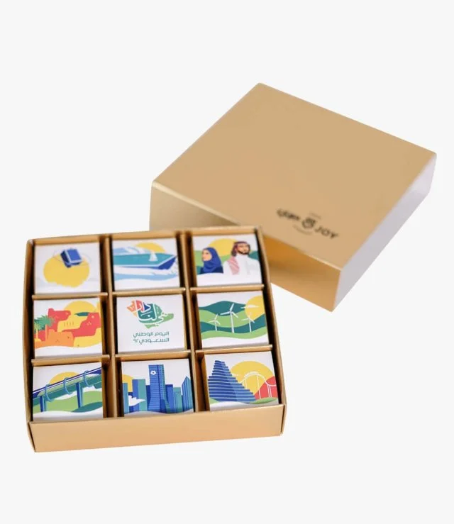 Sleeve box with 9 pieces chocolates - Gold Box By Joy Chocolate 