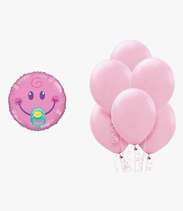 Smiley Baby Girl balloon Bundle