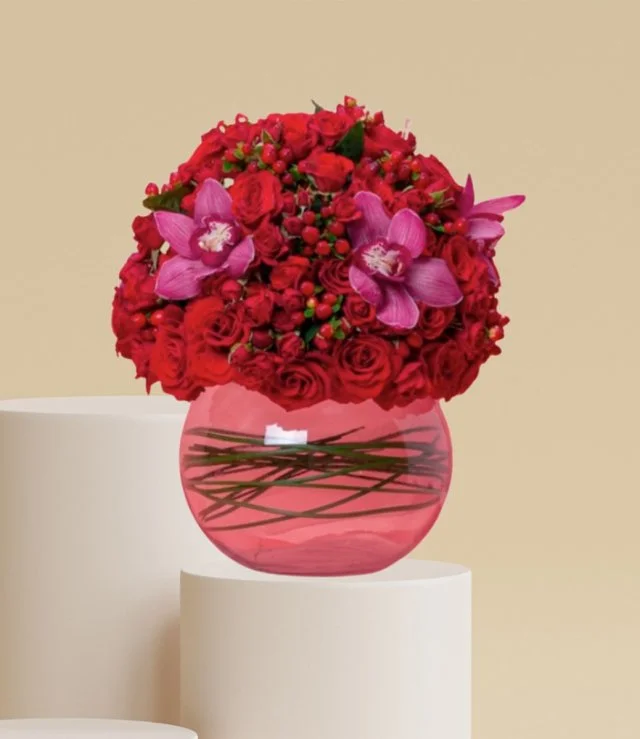 Spherical Red Flower Bouquet