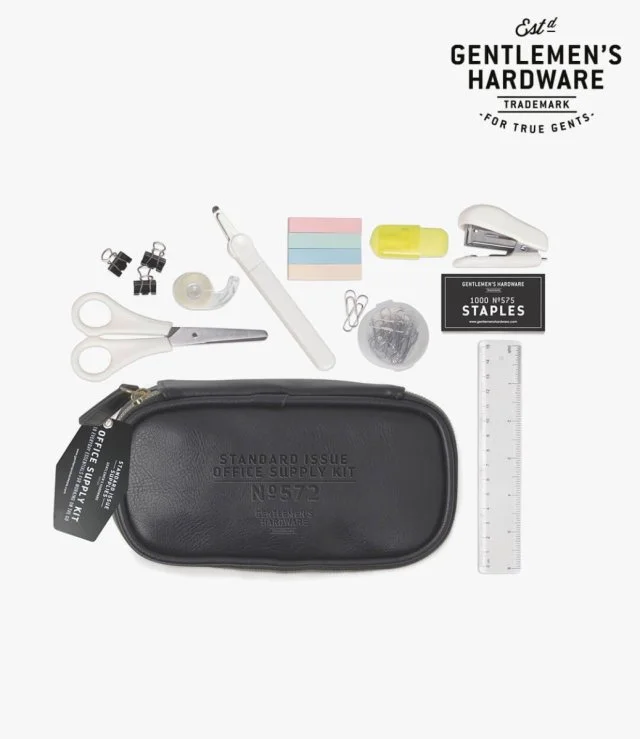 Standard Issue - Black Leatherette Office Supply Kit By Gentlemen's Hardware