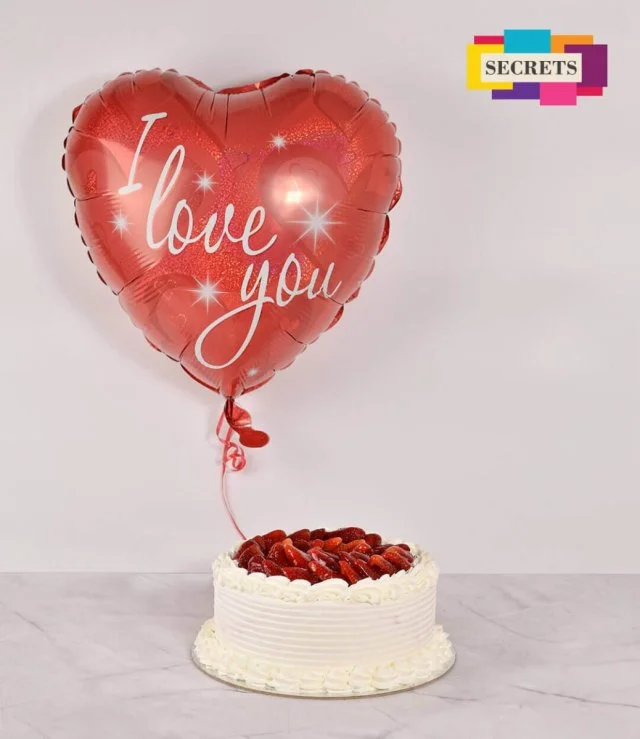 Strawberry Cake & Love Balloon  Bundle By Secrets