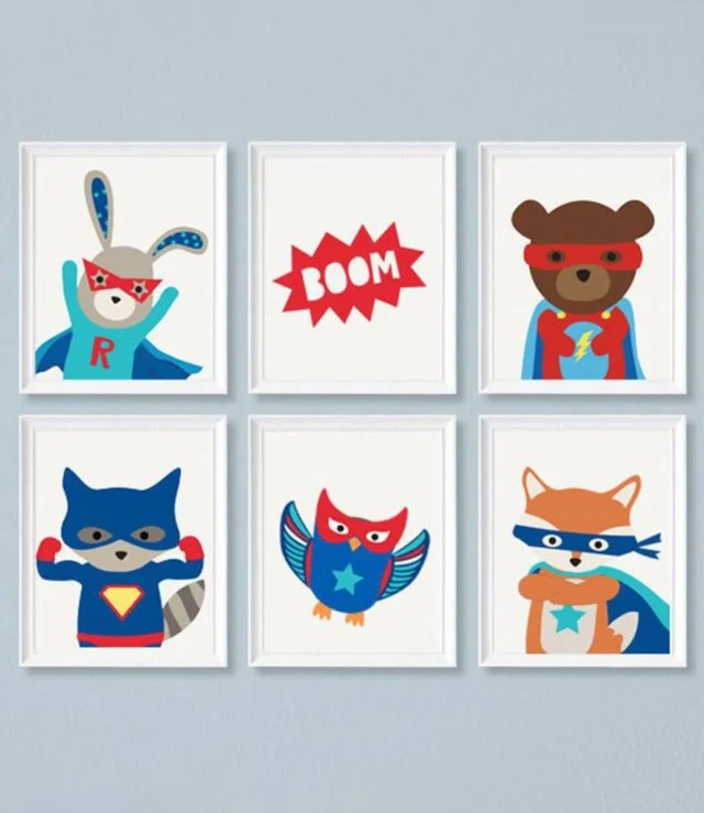 Set of 6 Superhero Wall Art Prints by Sweet Pea