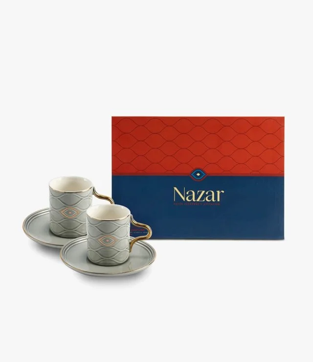 Turkish Coffee Set - Nazar - Grey