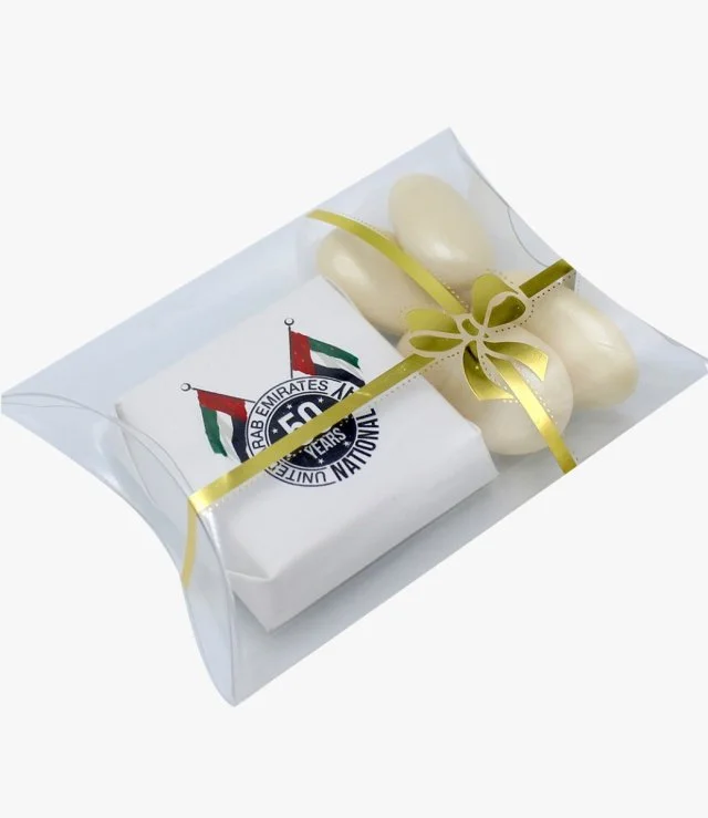 UAE Double Flag - Chocolate and Sugared Almonds - National Day Pillow Pack 20g - Pack of 10 Boxes By Le Chocolatier