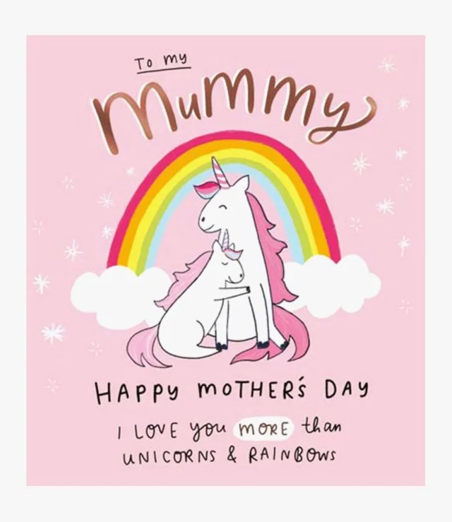 Unicorns on Rainbow Mummy Greeting Card by The Happy News