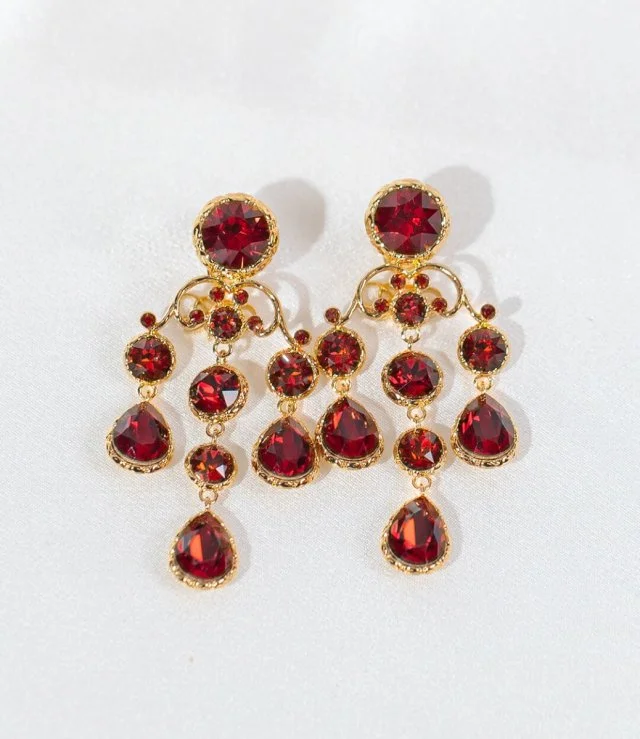 Victoria Earrings- Scarlet Red By Lily & Rose