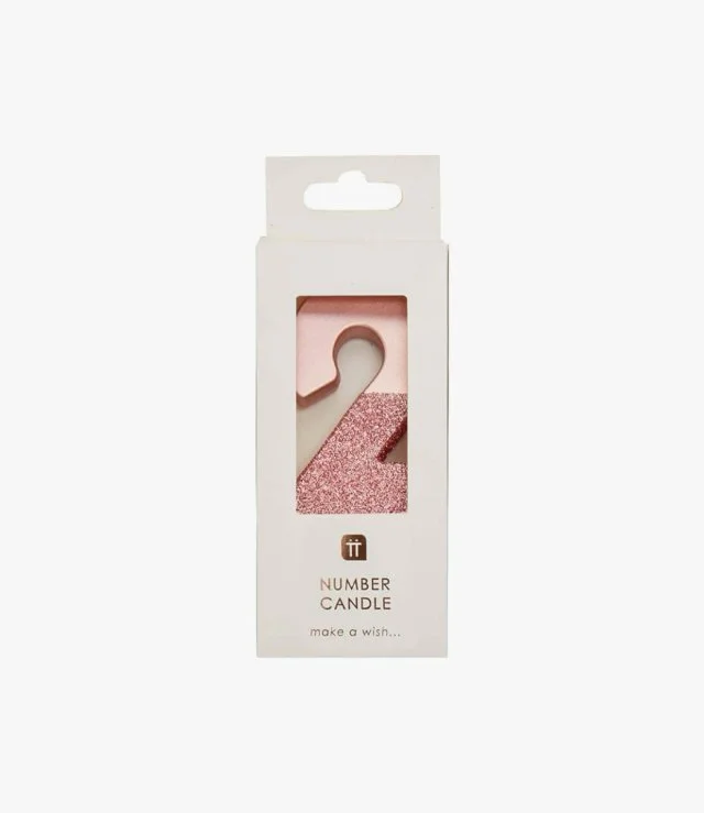 We Heart Birthday Glitter Number Rose Gold Candle '2' by Talking Tables