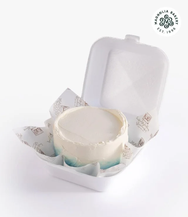 White & Blue Lunch Box Cake by Magnolia Bakery