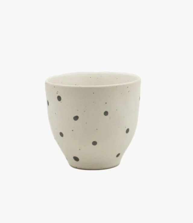 White Dotted Hand-Painted Mug by OTTA