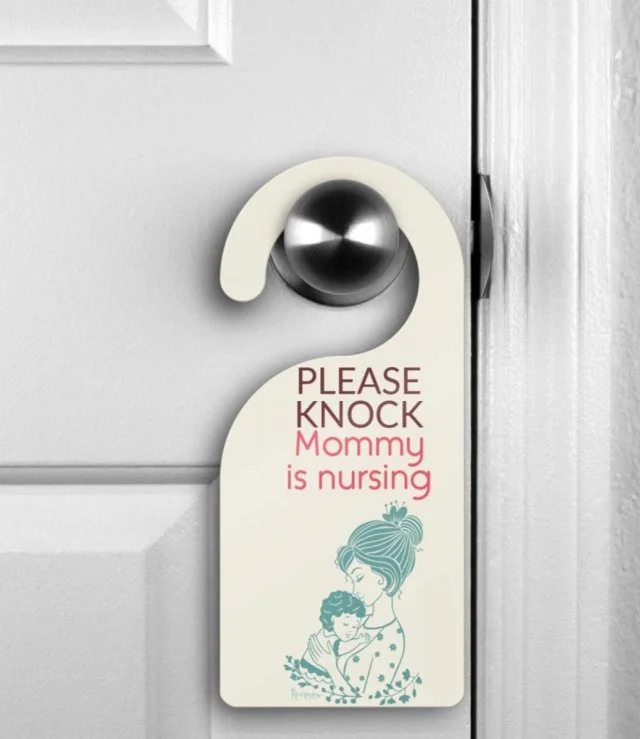 Wooden Door Hanger - Please Knock Mommy Is Nursing
