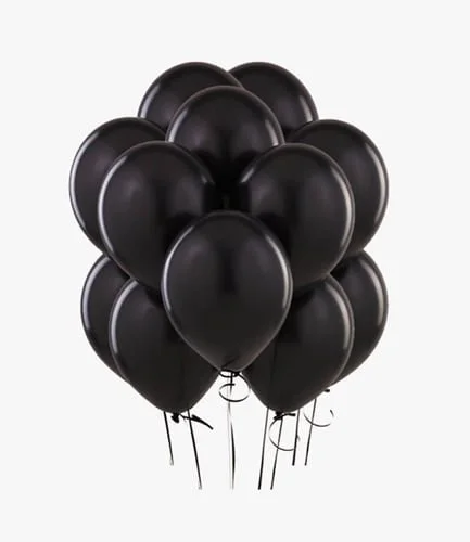 12 Black Helium Latex Balloons