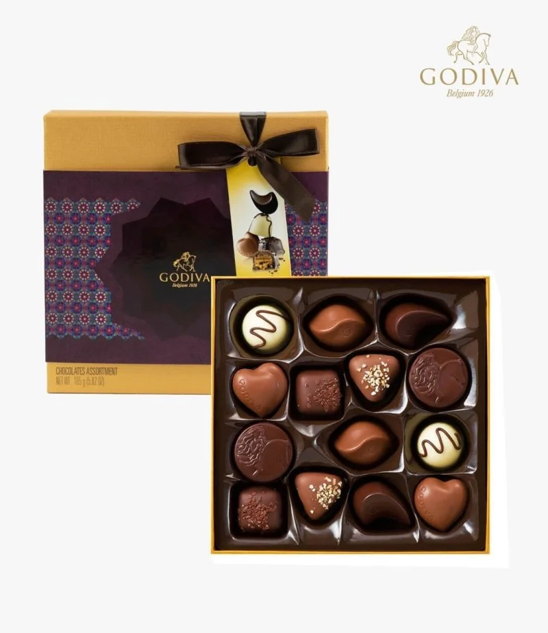 صندوق شوكولاتة رمضان ذهبي صغير من جوديفا 