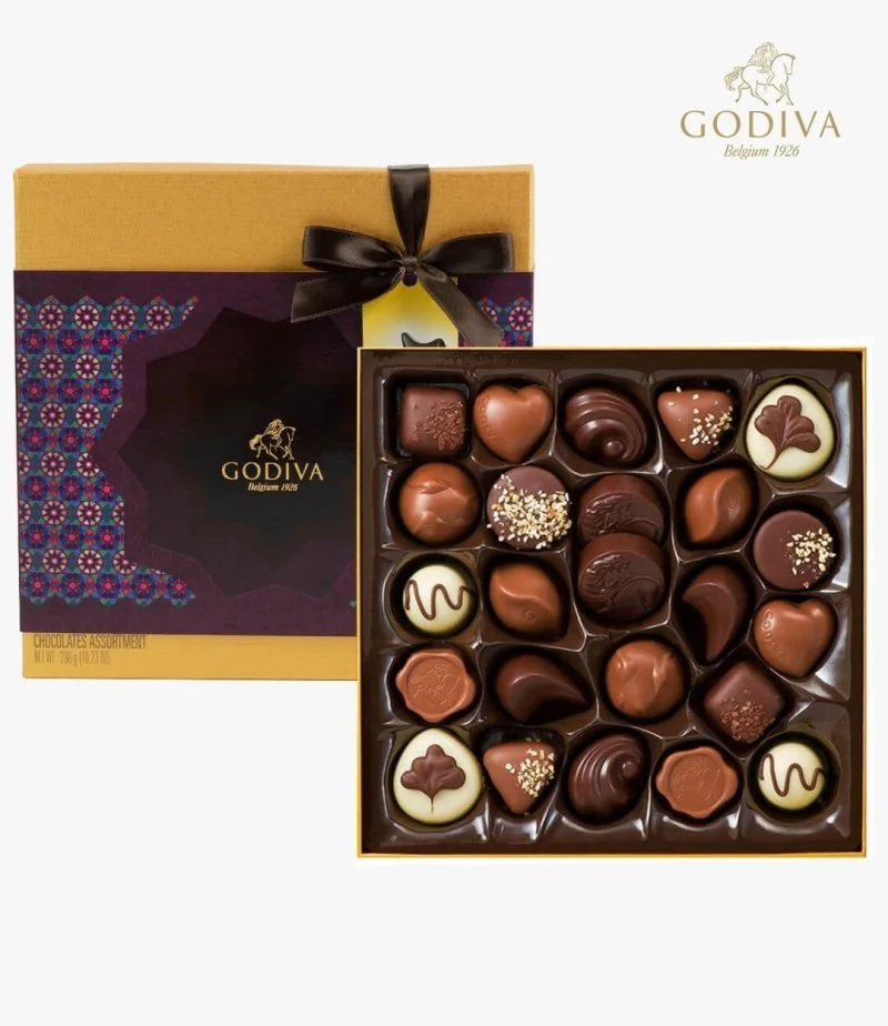 صندوق شوكولاتة رمضان ذهبي كبير من جوديفا 