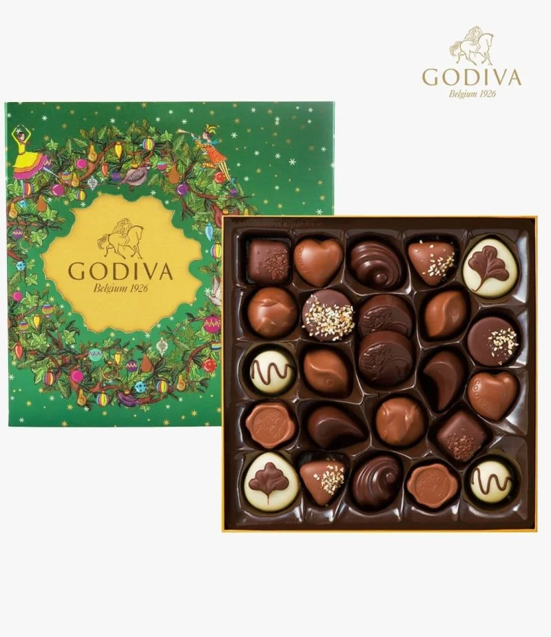 صندوق شوكولاتة الكريسماس الذهبي (24 قطعة) من جوديفا 