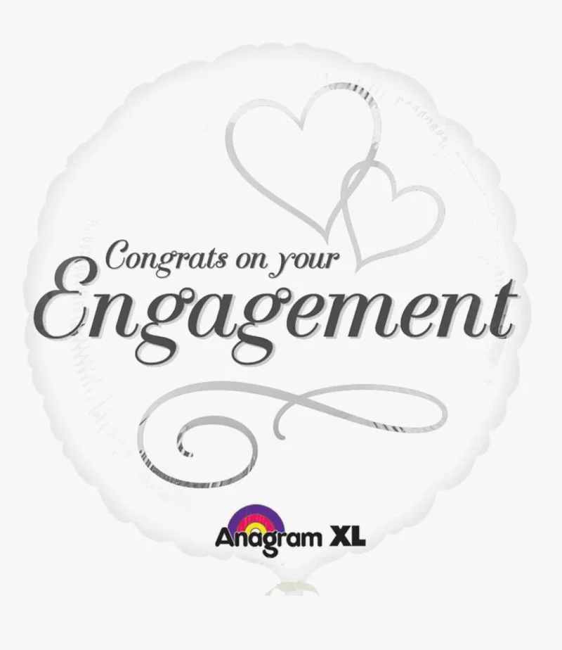 بالون هيليوم أبيض Congrats on your Engagement