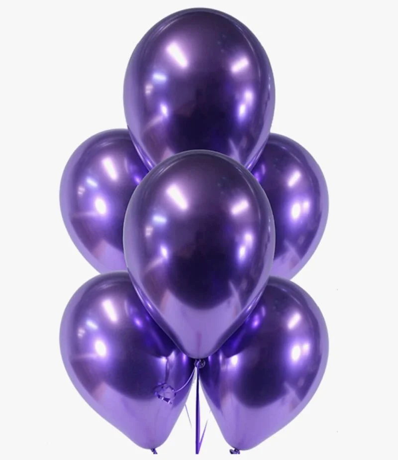 6 Purple Chrome Latex Balloons