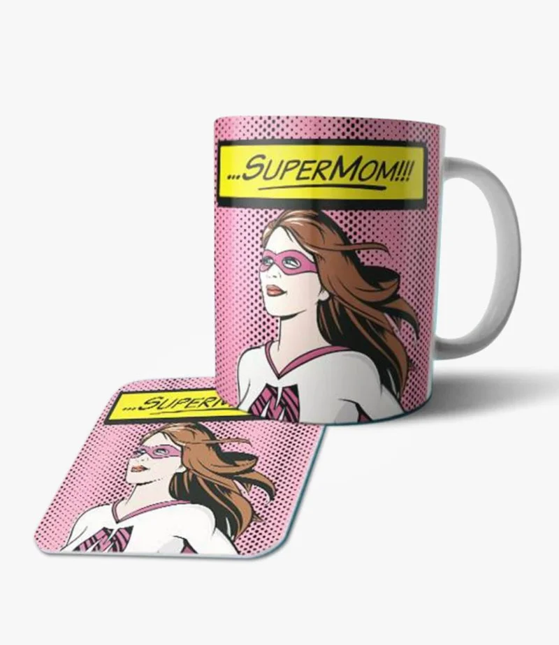 Super Mom Pop Art Mug & Coaster