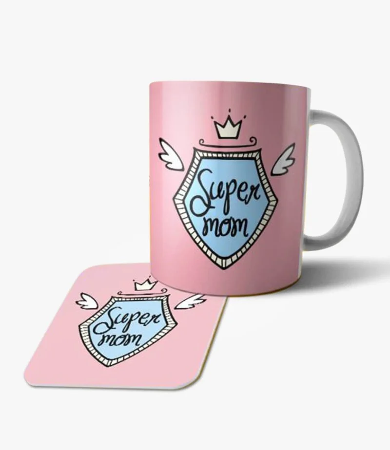 Super Mom Badge Mug & Coaster