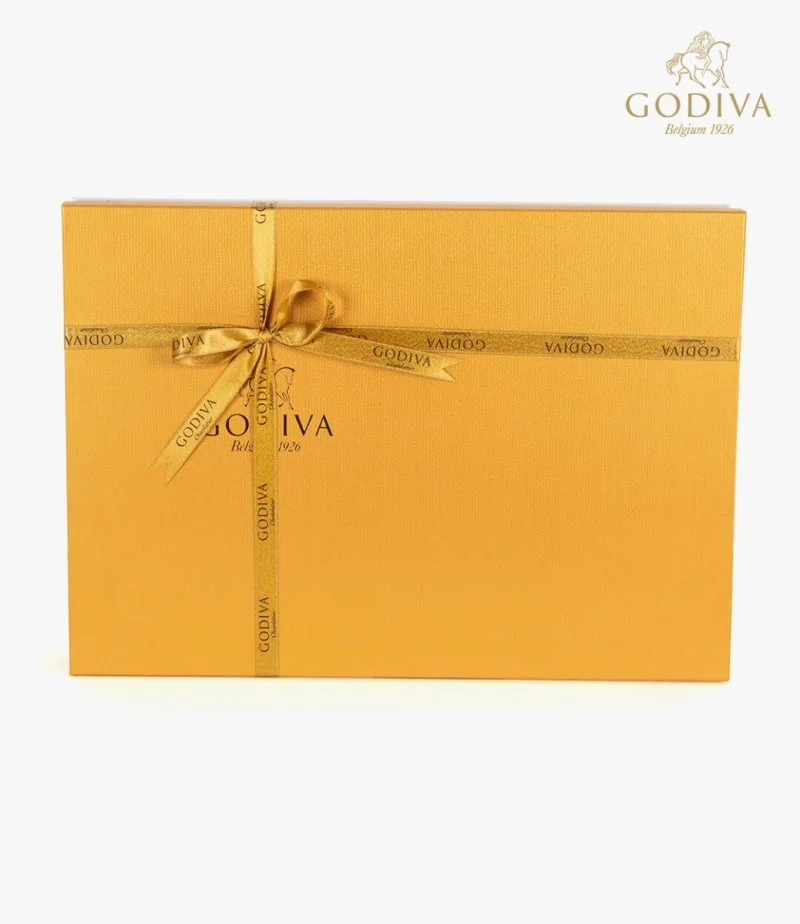 صندوق شوكولاتة ذهبي من جوديفا