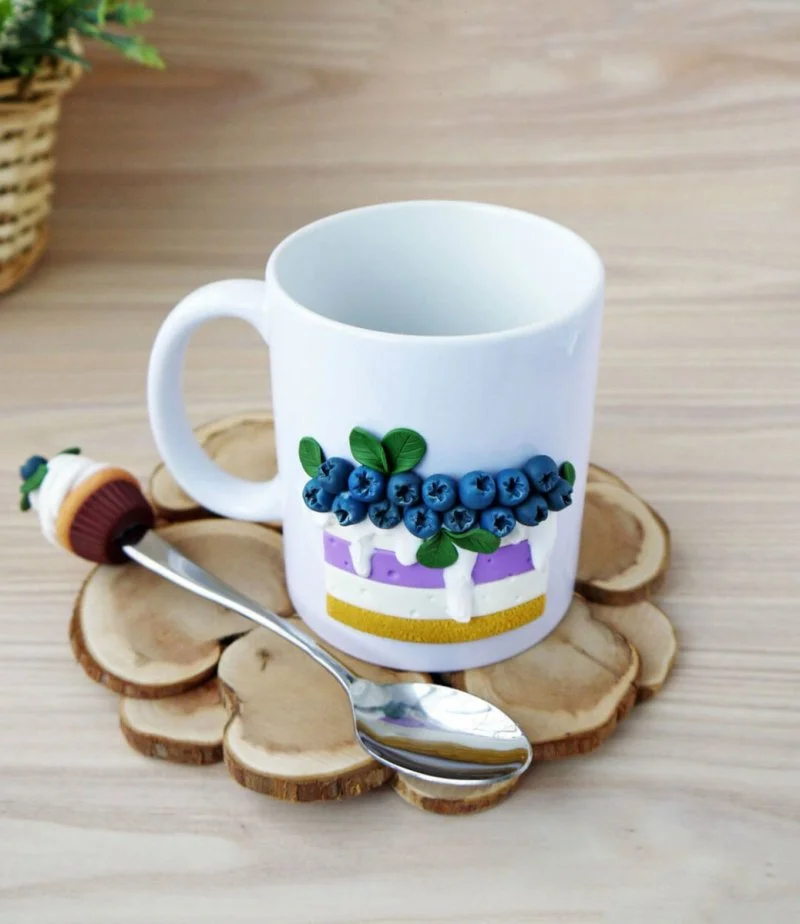 Blueberry Cake 3D Mug with Spoon