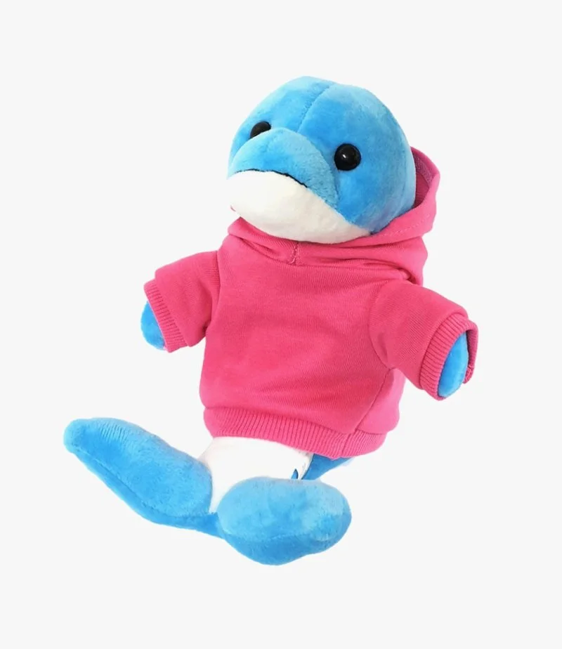 Blue Dolphin with Pink Hoodie 20cm by Fay Lawson