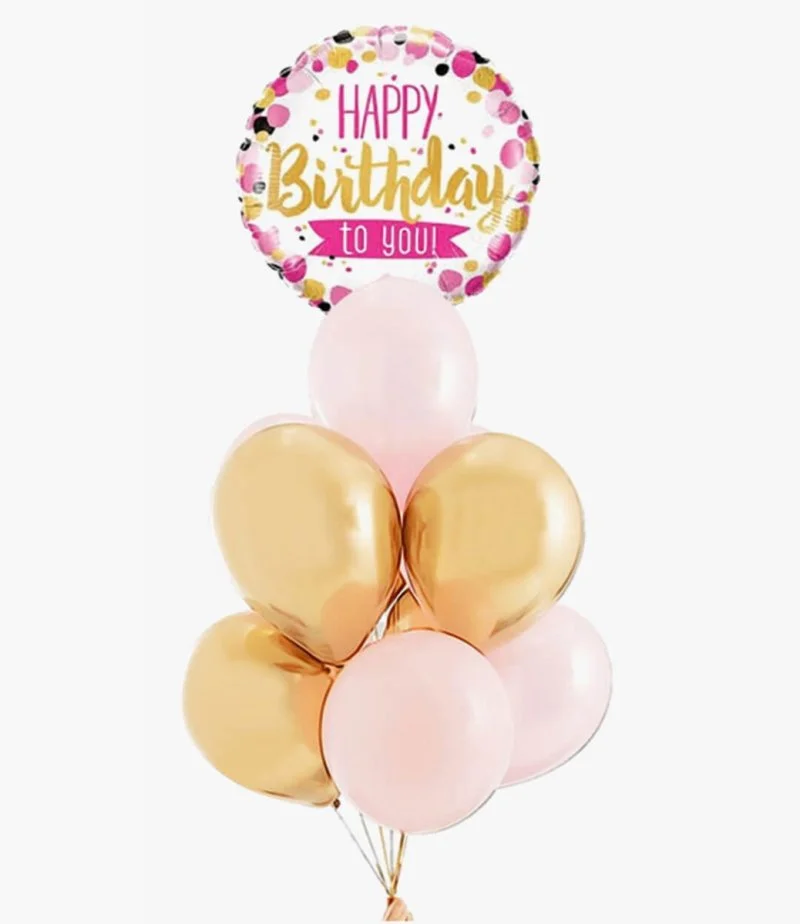 Happy Birthday Balloon Bundle 1 Pink & Gold
