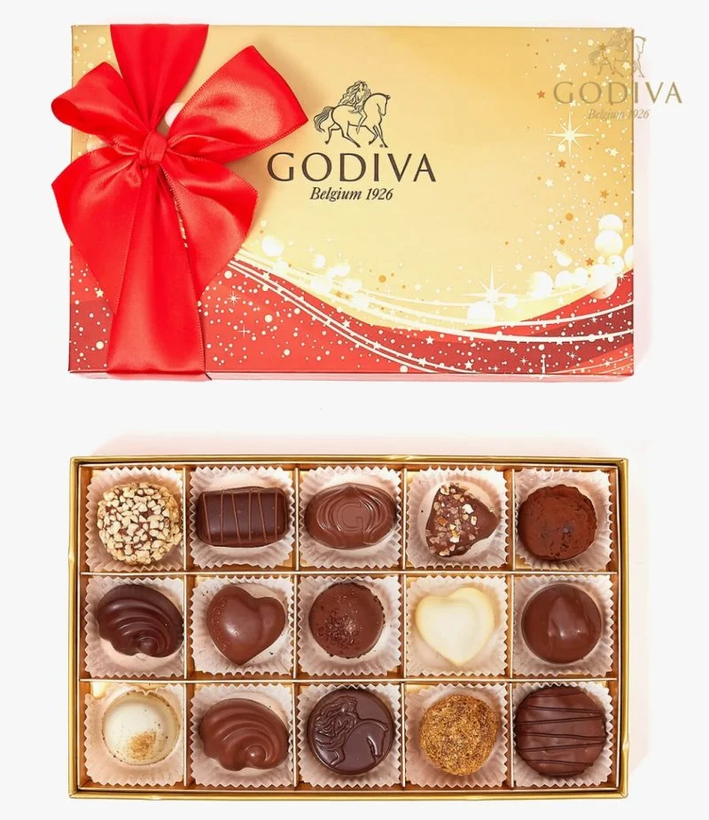 علبة شوكولاتة العيد 15 قطعة من جوديفا