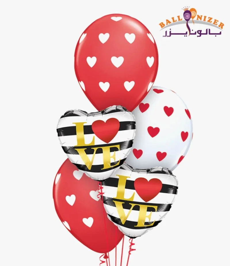 I Love you Red and White Balloons Bouquet 
